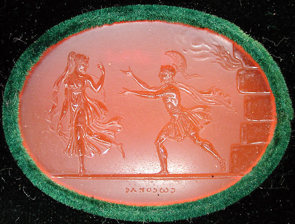 The ghost of Creusa disappearing from Aeneas near the burning wall of Troy by an unrecorded maker, The Metropolitan Museum of Art