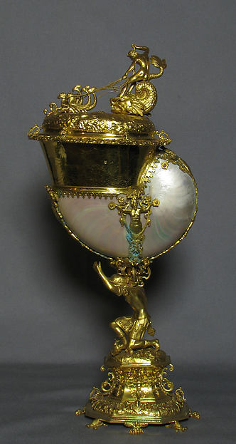 Nautilus shell cup with cover by an unrecorded maker, The Metropolitan Museum of Art
