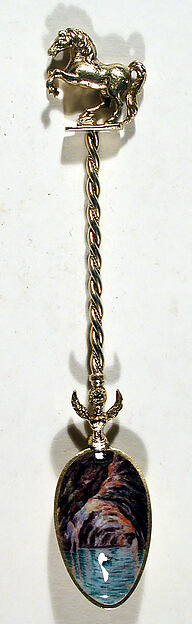 Souvenir spoon with row boat in grotto with high ceiling of rocks at Capri by an unrecorded maker, The Metropolitan Museum of Art