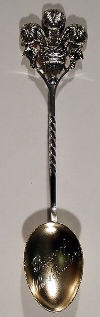 Souvenir spoon with finial in form of Prince of Wales feathers by Saunders & Shepherd, The Metropolitan Museum of Art
