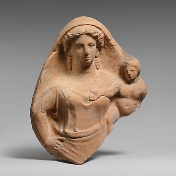 Image for Fragment of a terracotta relief of a woman and child