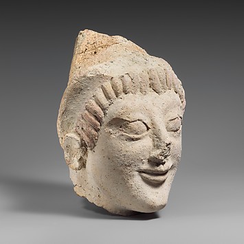 Image for Terracotta head of a woman from a statue