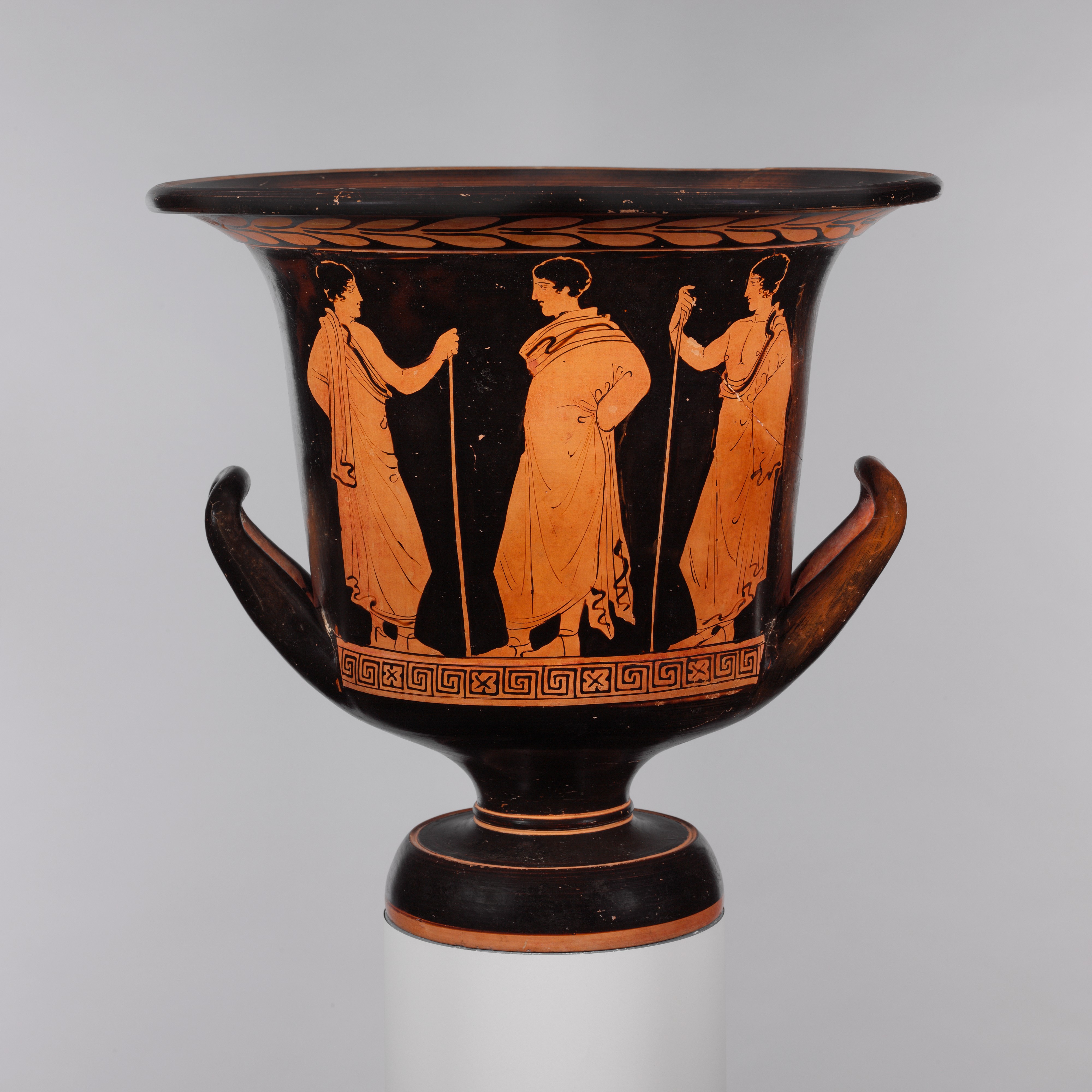 Attributed to the Dolon Painter | Terracotta calyx-krater (mixing bowl) | Greek, Italian, Lucanian | Late Classical | The Metropolitan Museum of Art
