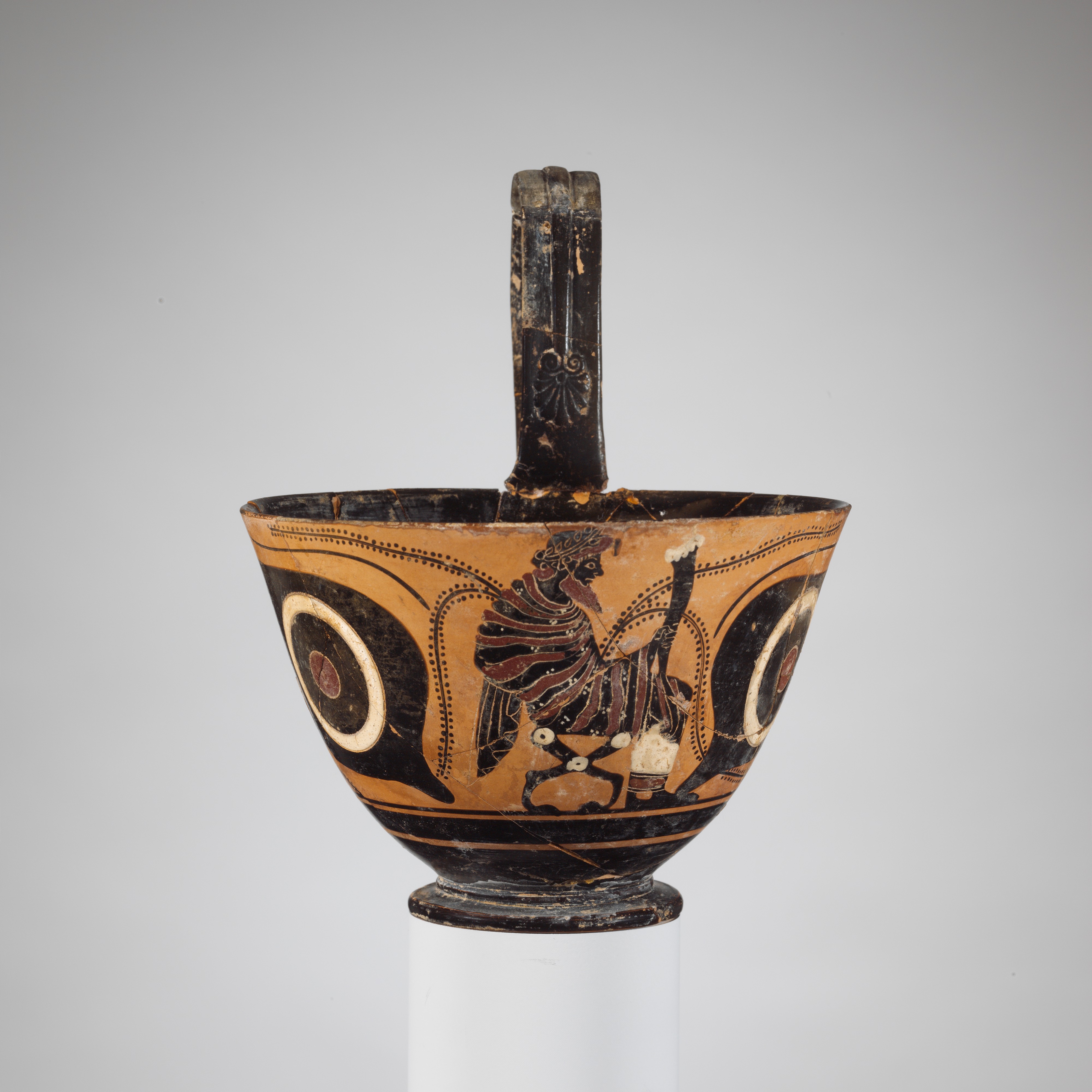 Attributed to the Group of Vatican G.57, Terracotta kyathos (cup-shaped  ladle), Greek, Attic, Archaic