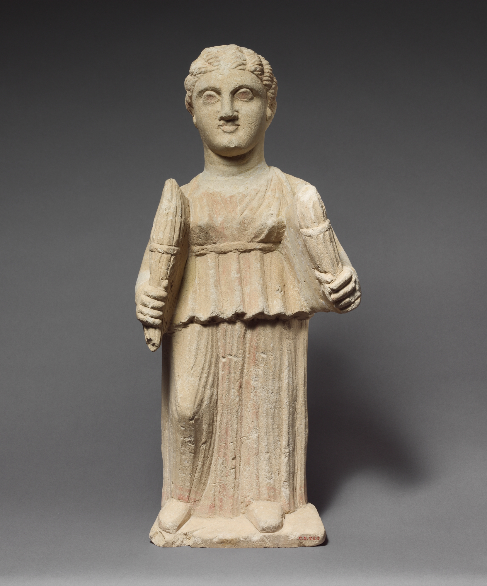 Limestone statuette of Artemis (?) holding two torches | Cypriot ...