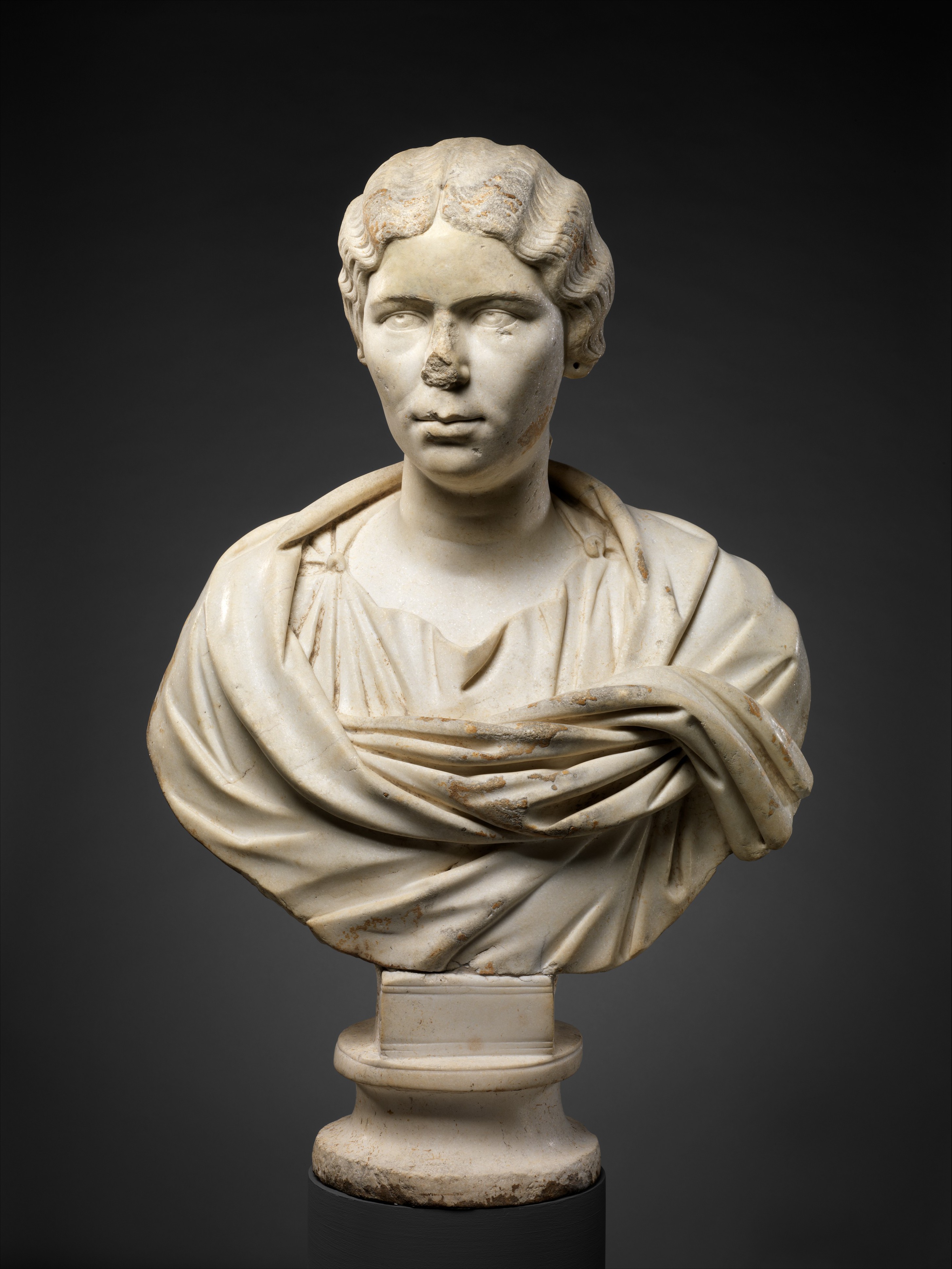Marble bust of a youth, Roman, Mid Imperial, Hadrianic or Antonine