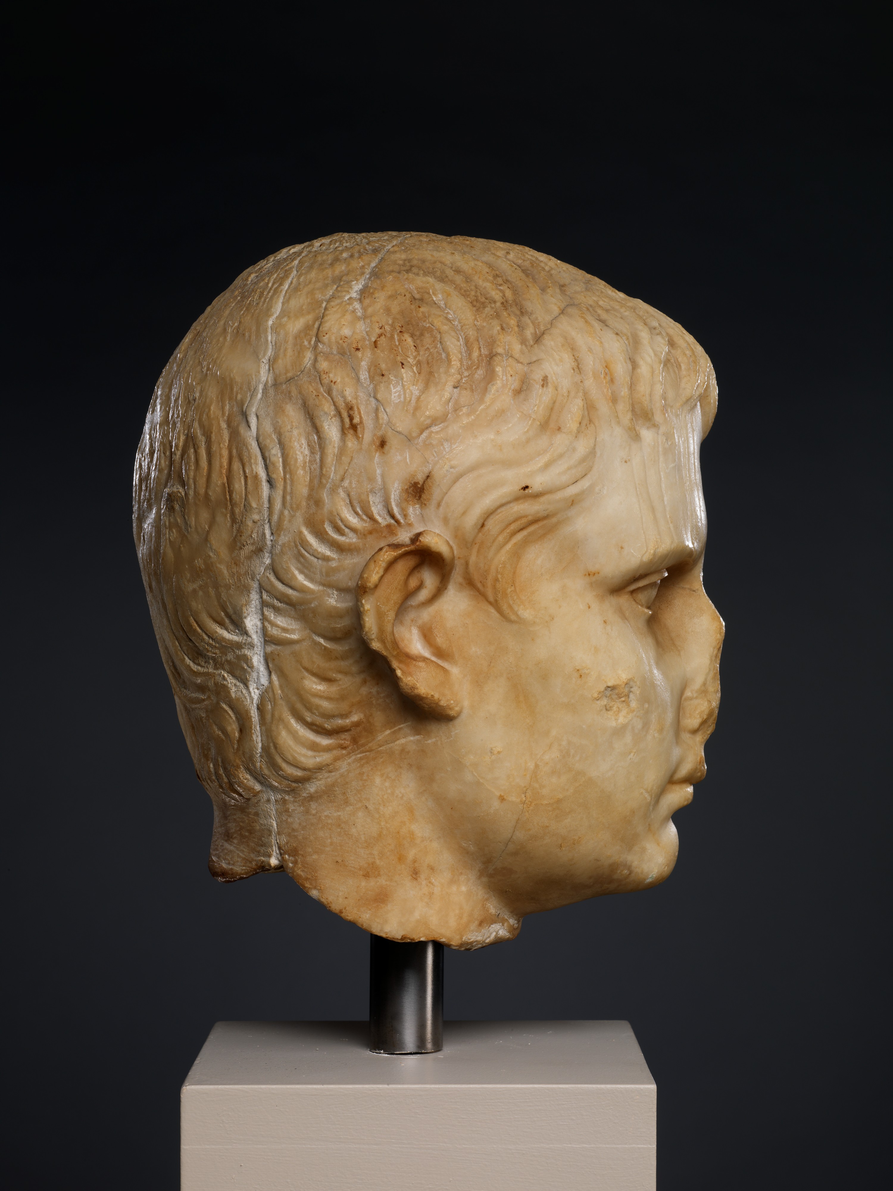Stone Head Of A Julio Claudian Youth Possibly Of Gaius Caesar Roman