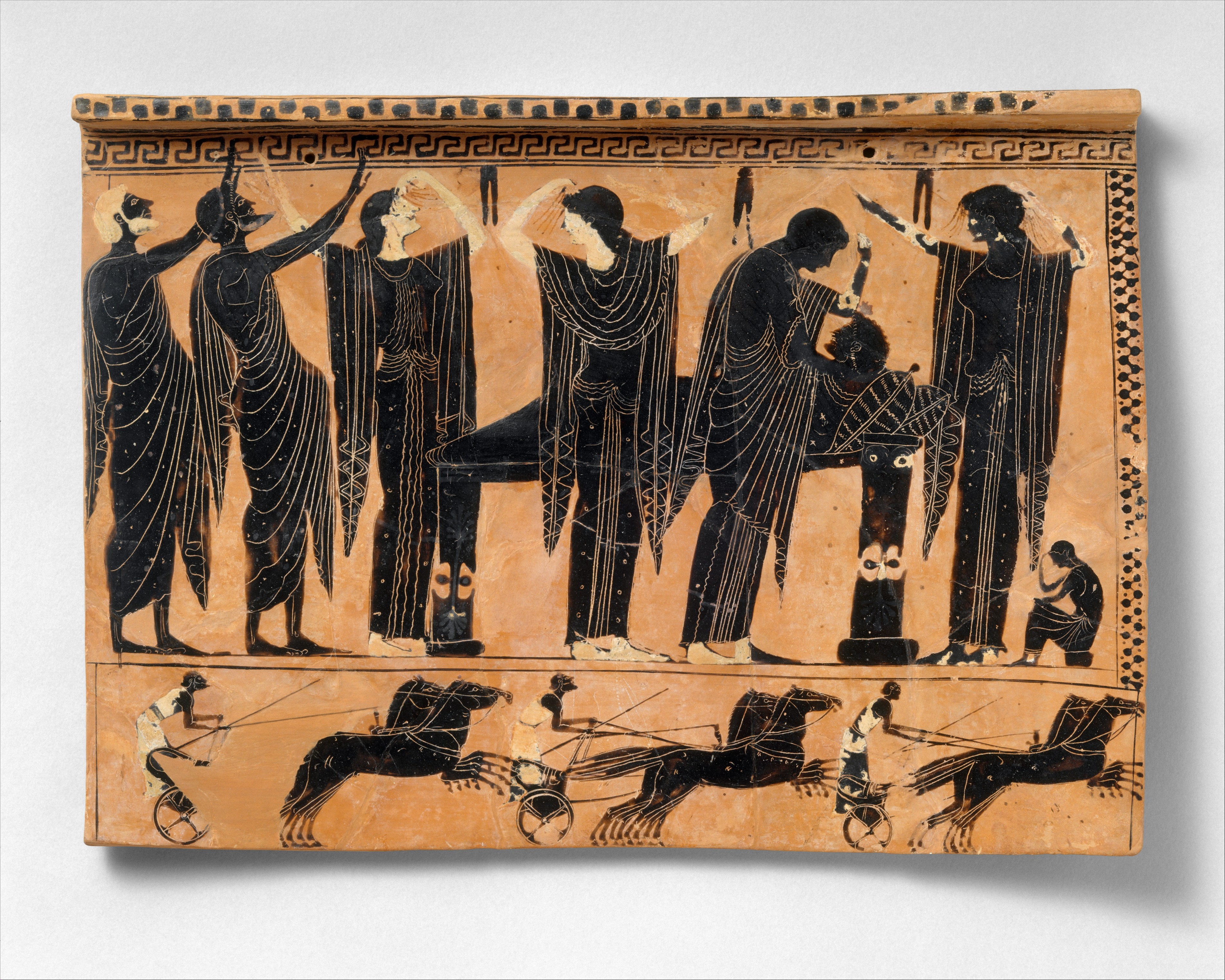 Terracotta funerary plaque, Greek, Attic, Archaic
