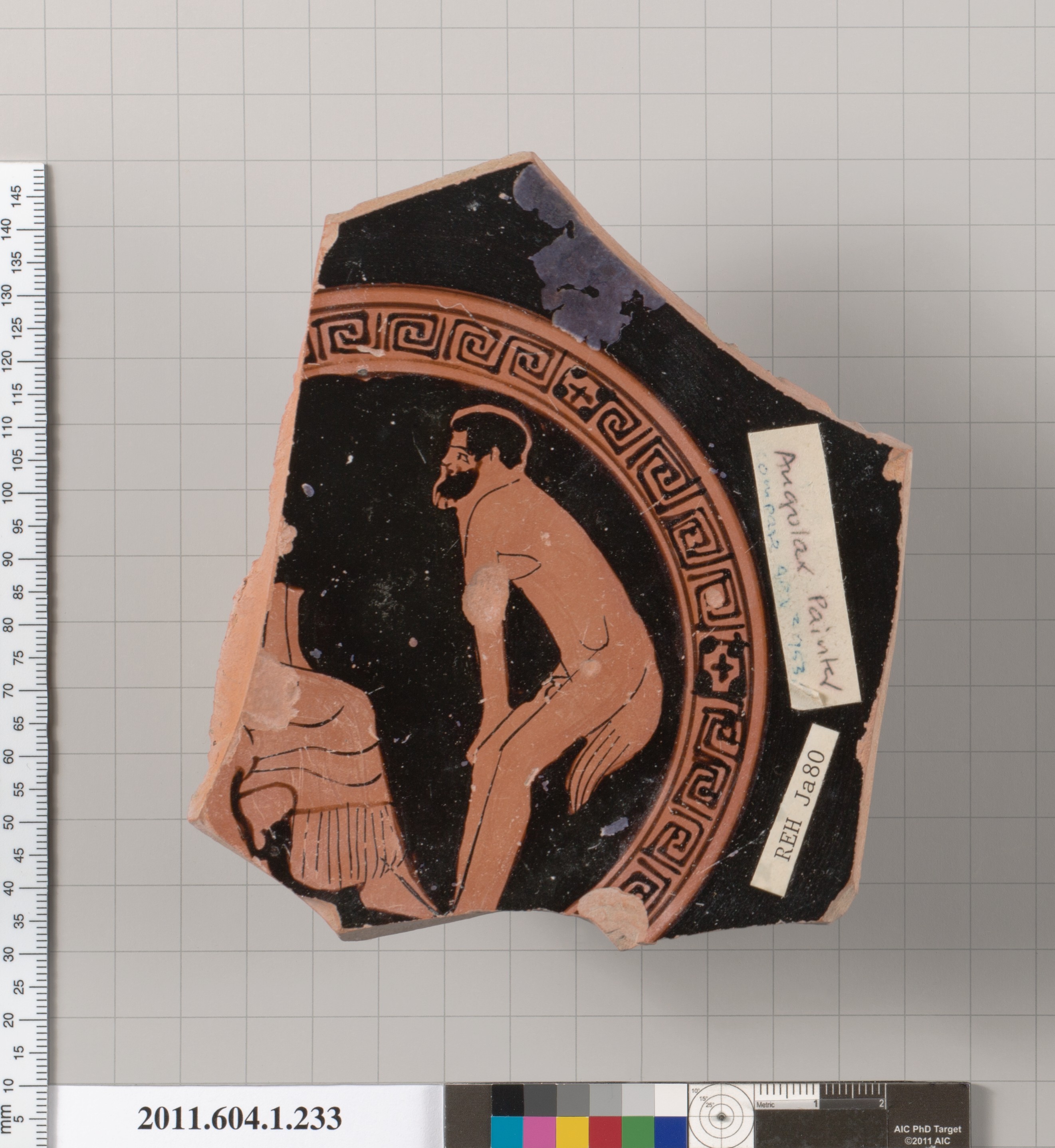 Attributed To The Angular Painter Terracotta Fragment Of A Kylix Drinking Cup Greek Attic