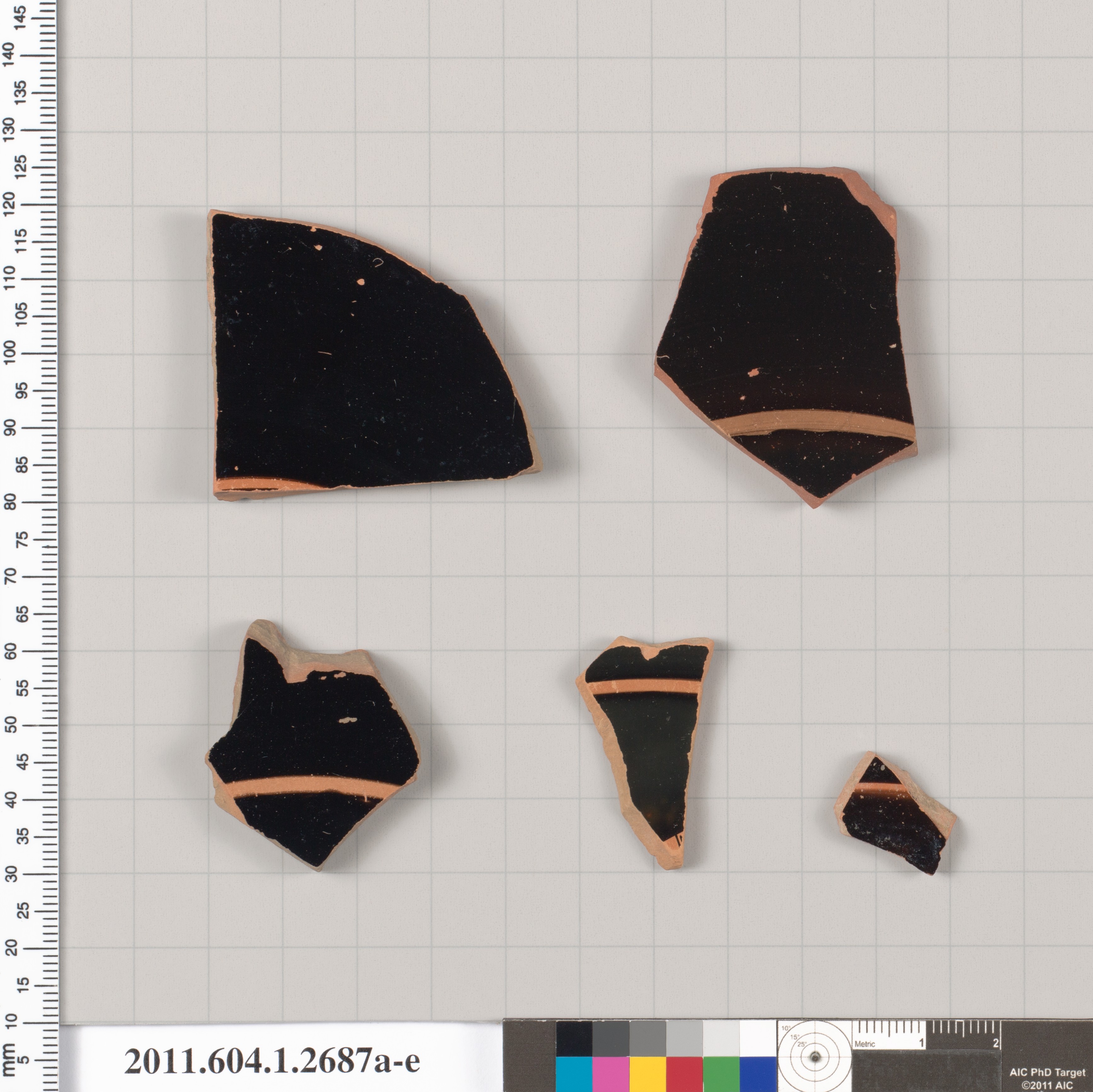 Terracotta fragments of kylikes (drinking cups)