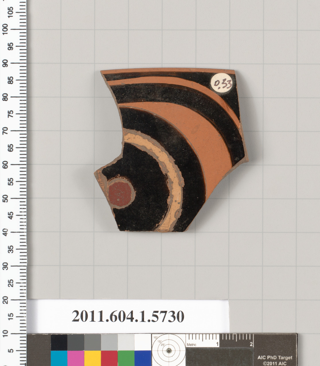 Terracotta rim fragment of a kylix: eye-cup  (drinking cup)