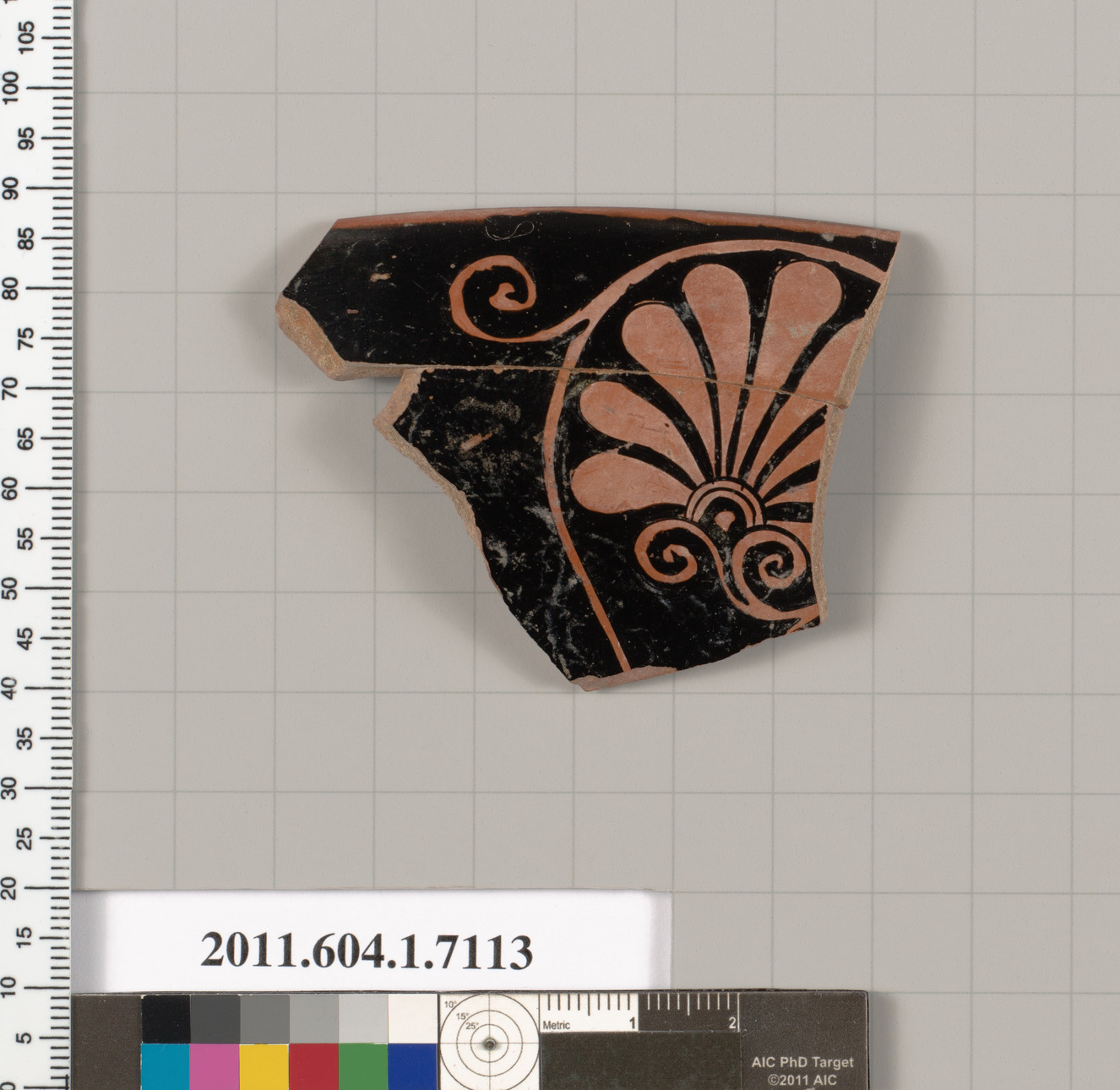 Terracotta rim fragment of a kylix (drinking cup)