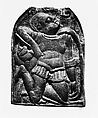 Relief of armed figure collapsing (Capaneus ?), Bronze, Etruscan