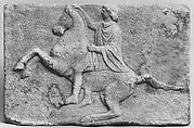 Marble relief with a horseman, Marble, Pentelic, Greek
