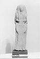 Terracotta plaque with a female figure holding a tympanum, Terracotta, Greek, Cretan