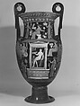 Terracotta volute-krater (mixing bowl), Attributed to the Group of New York 17.210.240, Terracotta, Greek, South Italian, Apulian