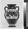 Terracotta amphora (jar), Swing Painter, Terracotta, Greek, Attic