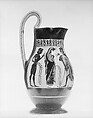 Terracotta olpe (jug), Attributed to the Amasis Painter, Terracotta, Greek, Attic