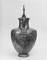 Bronze neck-amphora (jar) with lid and bail handle, Bronze, Greek
