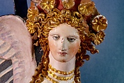Reconstruction of a marble statue of a woman wrapping herself in a mantle (so-called Small Herculaneum Woman), Vinzenz Brinkmann, Marble stucco on plaster cast, natural pigments in egg tempera, gold foil