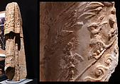 Reconstruction of a marble statue of a woman wrapping herself in a mantle (so-called Small Herculaneum Woman), Vinzenz Brinkmann, Marble stucco on plaster cast, natural pigments in egg tempera, gold foil