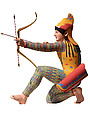 Reconstruction of a marble archer in the costume of a horseman of the peoples to the north and east of Greece, from the west pediment of Temple of Aphaia, Variant C, Vinzenz Brinkmann, Marble stucco on PMMA, natural pigments in egg tempera, tin, wood, gold foil