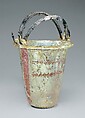 Glass situla (bucket) with silver handles, Glass with silver handles, Greek