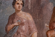 Reconstruction of a marble statue of a woman wrapping herself in a mantle (so-called Small Herculaneum Woman), Vinzenz Brinkmann, Marble stucco on plaster cast, natural pigments in egg tempera, gold foil