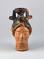 Aryballos in the form of two women's heads conjoined, Terracotta, Greek, Attic