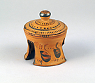 Pyxis with lid, miniature, Swan Group, Terracotta, Greek, Attic