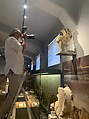 Reconstruction of a marble finial in the form of a sphinx, Vinzenz Brinkmann, Cast from polymethyl metacrylate, natural pigments in egg tempera, gold foil, and copper