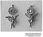 Pair of gold-disk earrings with Erotes pendants, Gold, Greek