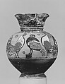 Terracotta oinochoe (wine jug), Lotus-Cross Painter, Terracotta, Greek, Corinthian