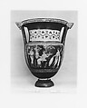 Terracotta column-krater (mixing bowl), Varrese Painter, Terracotta, Greek, South Italian, Apulian