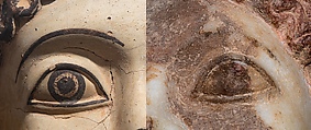 Reconstruction of a marble finial in the form of a sphinx, Vinzenz Brinkmann, Cast from polymethyl metacrylate, natural pigments in egg tempera, gold foil, and copper
