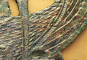 Reconstruction of a marble finial in the form of a sphinx, Vinzenz Brinkmann, Cast from polymethyl metacrylate, natural pigments in egg tempera, gold foil, and copper