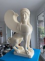 Reconstruction of a marble finial in the form of a sphinx, Vinzenz Brinkmann, Cast from polymethyl metacrylate, natural pigments in egg tempera, gold foil, and copper