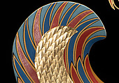 Reconstruction of a marble finial in the form of a sphinx, Vinzenz Brinkmann, Cast from polymethyl metacrylate, natural pigments in egg tempera, gold foil, and copper