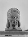 Tufa head of sphinx or siren, Tufa, Etruscan, probably Vulcian