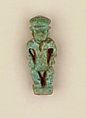 Faience amulet in the form of the dwarf god Pataikos, Faience, Egyptian, Ptolemaic