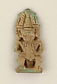 Faience amulet in the form of the dwarf god Pataikos, Faience, Egyptian, Ptolemaic