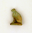 Faience amulet of a seated cat, Faience, Egyptian or Levantin