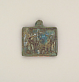 Faience amulet plaque with several deities, Faience, Egyptian