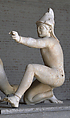 Reconstruction of a marble archer in the costume of a horseman of the peoples to the north and east of Greece, from the west pediment of Temple of Aphaia, Variant C, Vinzenz Brinkmann, Marble stucco on PMMA, natural pigments in egg tempera, tin, wood, gold foil