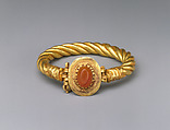 Gold bracelet with a carnelian stone, Gold and carnelian, Roman