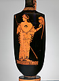 Terracotta lekythos (oil flask), Attributed to the Tithonos Painter, Terracotta, Greek, Attic