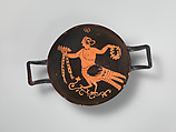 Terracotta stemless kylix (drinking cup), Attributed to the Asteas Workshop, Terracotta, Greek, South Italian, Paestan