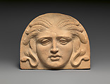 Antefix, head of Medusa, Terracotta, Greek, South Italian