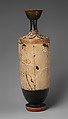 Terracotta lekythos (oil flask), Attributed to an artist near the Villa Giulia Painter, Terracotta, Greek, Attic
