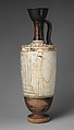 Terracotta lekythos (oil flask), Attributed to the Inscription Painter, Terracotta, Greek, Attic